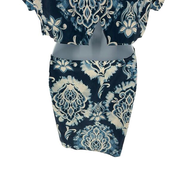 Zara Dress Women Small Blue Printed Mini Cut Out Back Resort Vacation Tribal NEW - Picture 14 of 16